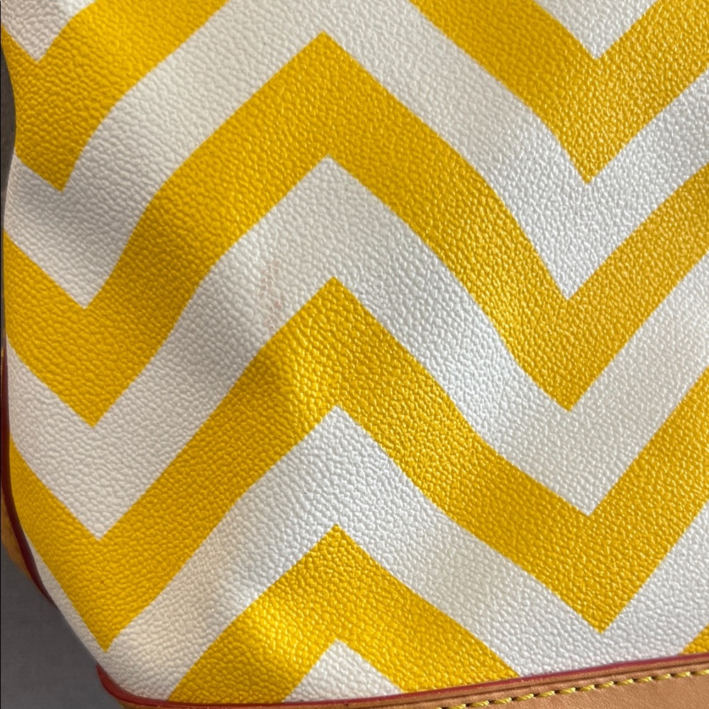 Dooney & Bourke Yellow and White Chevron Tote - Picture 6 of 16